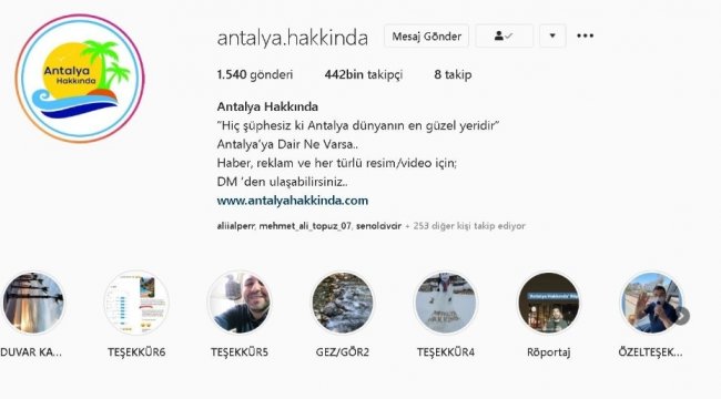 Antalya'da yarım milyona yakın takipçisiyle geniş bir kitleye yayılan s...