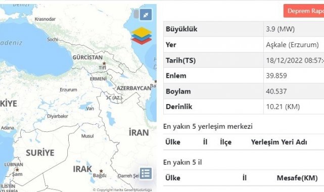 Erzurum'un Aşkale ilçesinde 3.9 büyüklüğünde deprem meydana geldi.
Afe...
