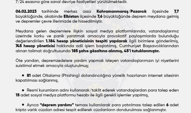 Emniyet Genel Müdürlüğü Siber Suçlarla Mücadele Daire Başkanlığı, sosyal me...