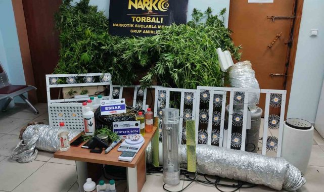 İzmir'in Torbalı ilçesinde iklimlendirme sistemi kurularak uyuşturucu i...