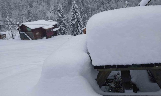 Rize`nin yüksek kesimlerinde devam eden şiddetli kar yağışı Çamlıhemşin ilç...