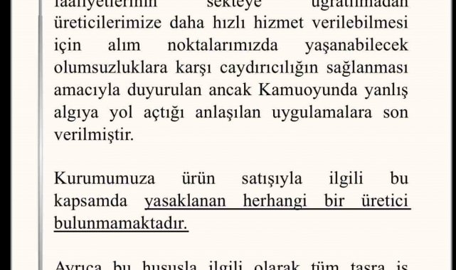 Toprak Mahsulleri Ofisi (TMO), kamuoyunda dikkat çeken 'yasaklı üretici...