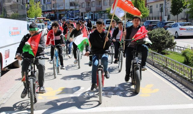 Bayburt'ta, Filistin'de yaşanan zulme dikkat çekmek için 'Pedal...