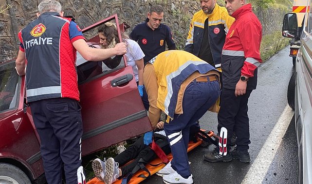 Zonguldak'ta otomobil kanala düştü: 2 yaralı