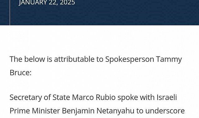 ABD Dışişleri Bakanı Rubio, İsrail Başbakanı Netanyahu ile telefonda görüştü