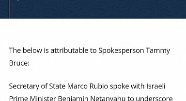 ABD Dışişleri Bakanı Rubio, İsrail Başbakanı Netanyahu ile telefonda görüştü