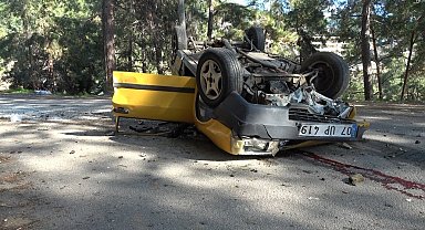 Alanya'da direksiyon hakimiyetini kaybeden otomobil takla attı : 1 yaralı