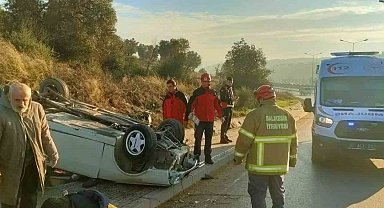 Bandırma'da Fiat Tofaş otomobil takla attı