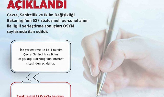 Çevre, Şehircilik ve İklim Değişikliği Bakanlığı'na sözleşmeli personel yerleştirme sonuçları açıklandı