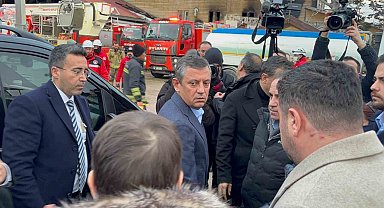 CHP Genel Başkanı Özel, yangın faciasının yaşandığı bölgede