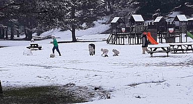 Doğa harikası Abant beyaza büründü