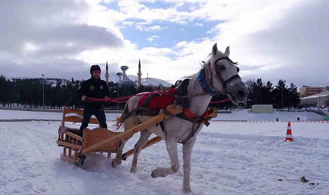 Erzurum'da atlı kızak heyecanı