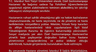 İstanbul Yeni Yüzyıl Üniversitesinden sosyal medyadaki iddialarla ilgili açıklama