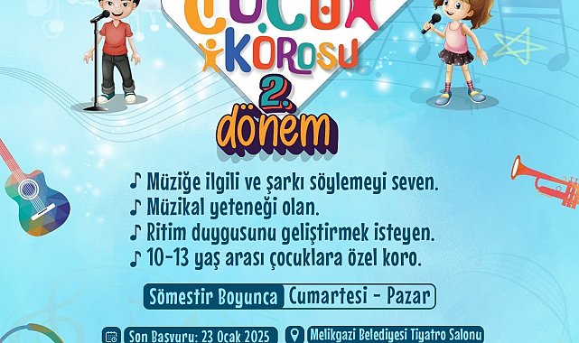 Melikgazi'de 2. Dönem Çocuk Korosu kayıtları başladı
