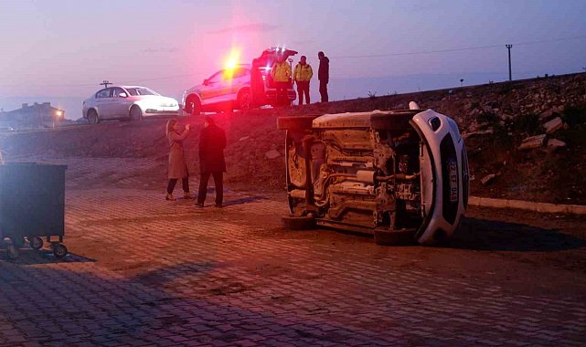 Otomobil 5 metre yükseklikten uçtu: Emniyet kemeri hayat kurtardı
