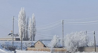Özalp ve Saray buz kesti, ağaçlar kırağı tuttu