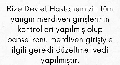 Rize İl Sağlık Müdürlüğü'nden kapatılan yangın merdiveni açıklaması