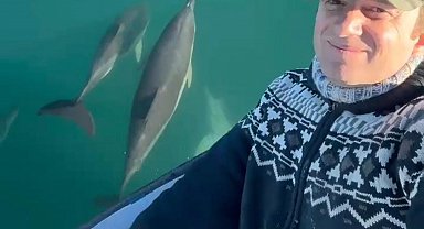 Rizeli balıkçı teknesinin yoldaşı yunus balıkları oldu