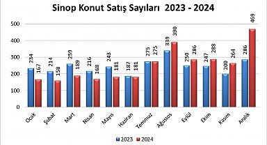 Sinop'ta 2024'te 3 bin 16 konut satıldı