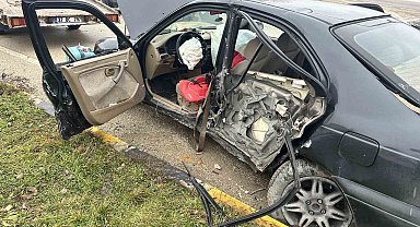 Sinyalizasyon direğine çarpan otomobildeki 2 kişi yaralandı