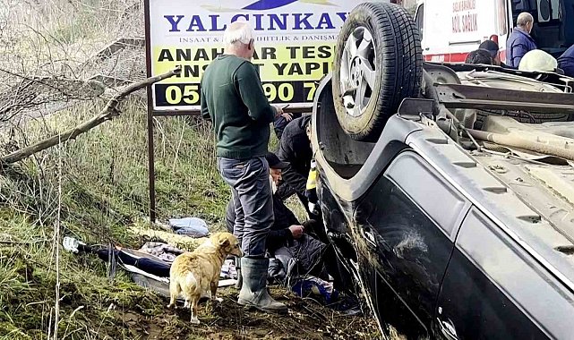 Takla atan otomobilin sürücüsü yaralandı