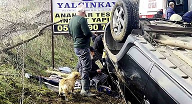 Takla atan otomobilin sürücüsü yaralandı