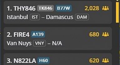 THY'nin 13 yıl sonra başlattığı Suriye seferi en çok takip edilen uçuş oldu