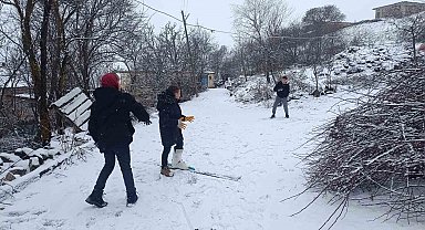 Tokat'ta yarıyıl tatili karla renklendi