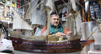 40 metrekarelik dükkandan Amerika'ya gemi maketi gönderiyor