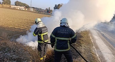 Adana'da aracın yanması sonucu 1 kişi yaralındı