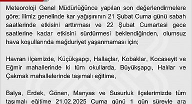 Balıkesir'de eğitime kar engeli