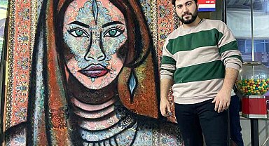 Bandırma'da sprey boya ile eski halılar sanata dönüşüyor