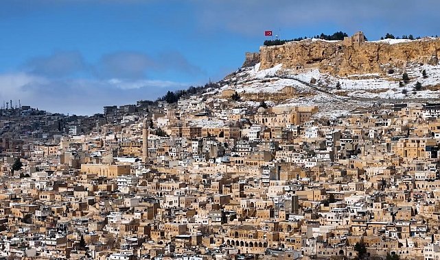 Beyaza bürünen Mardin, havadan görüntülendi