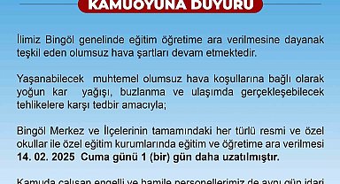 Bingöl'de okullara kar tatili