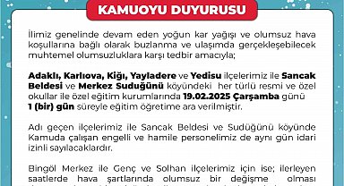 Bingöl'de okullara kar tatili