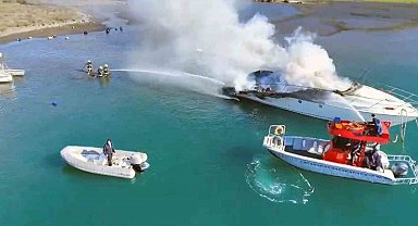 Büyükşehir acil müdahale teknesinden yat yangınına müdahale