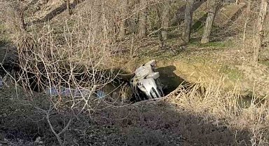 Dereye uçan otomobilin sürücüsü yaralandı