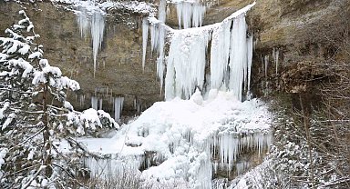 Donan şelale kartpostallık görüntüler oluşturdu