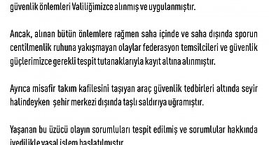 Elazığ Valiliği'nden maç sonrası açıklama