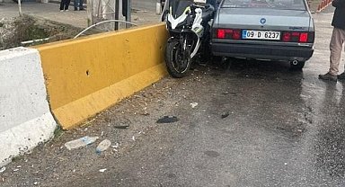 Germencik'te otomobil motosiklete çarptı: 1 yaralı