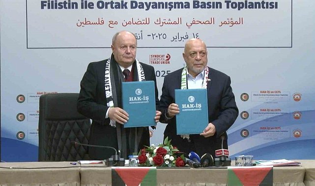 HAK-İŞ ve Lünban işçi sendikası CGTL'den Filistin'e destek toplantısı