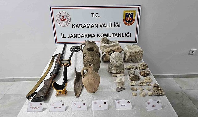 Karaman'da jandarmadan tarihi eser operasyonu