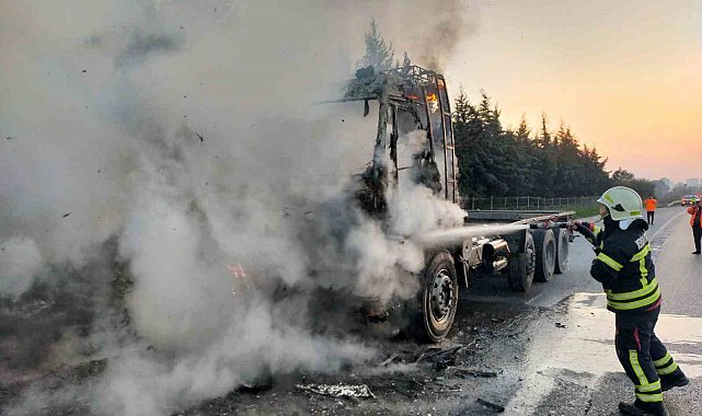Mersin'de seyir halindeki kamyonda yangın