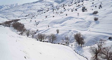 Muş'ta doğa tutkunları Karlı Dere'yi gezdi