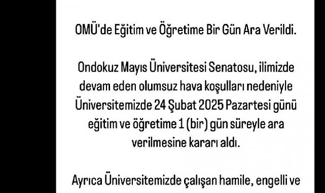 OMÜ'de eğitim ve öğretime kar engeli