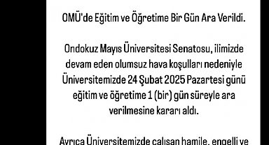 OMÜ'de eğitim ve öğretime kar engeli