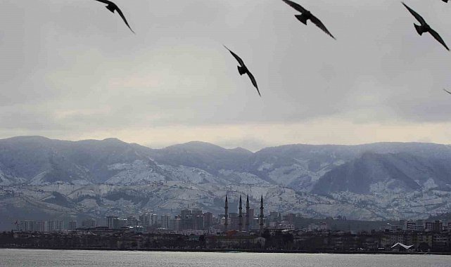 Ordu'dan şehir ve kar manzarası