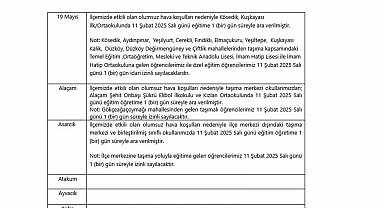 Samsun'da 6 ilçede eğitime kar engeli