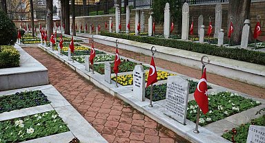 Şehitlikte çiçekler açtı