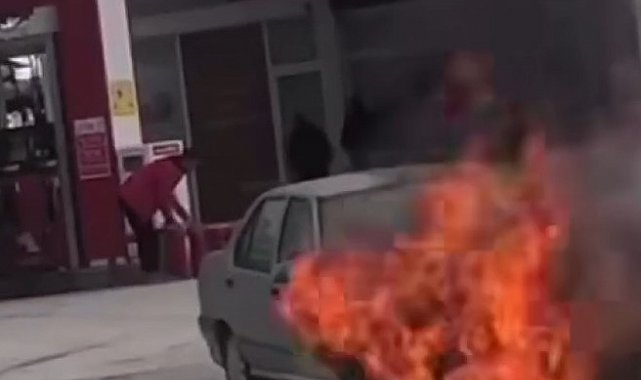 Seyir halindeki otomobil yandı